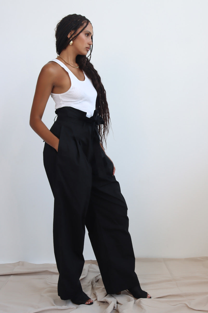 Tie up shops waist pants