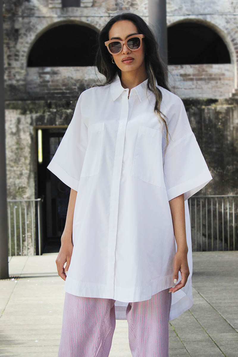 White button down shirt for oversize and plus size